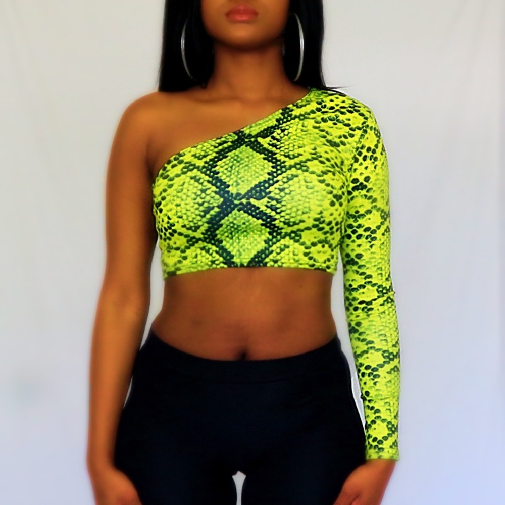 Neon One shoulder crop top